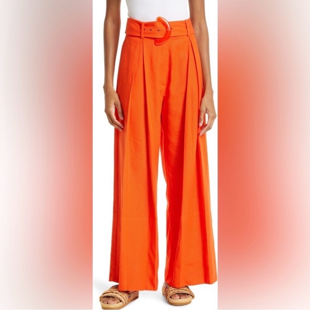 FARM Rio High-Waist Orange Belted Trousers MEDIUM
